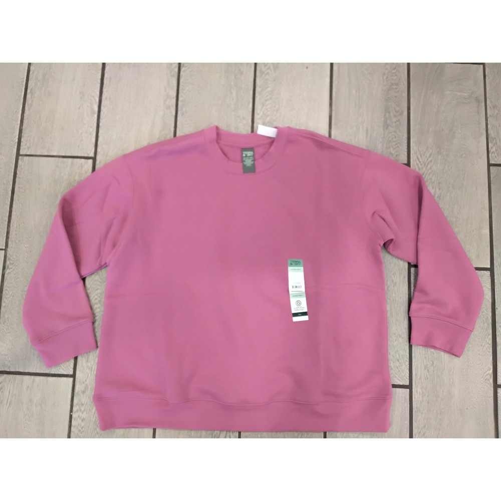 Terra & Sky Womens Plus Size 2X Crewneck Sweatshirt Pink Mauve Fleece NWT‎